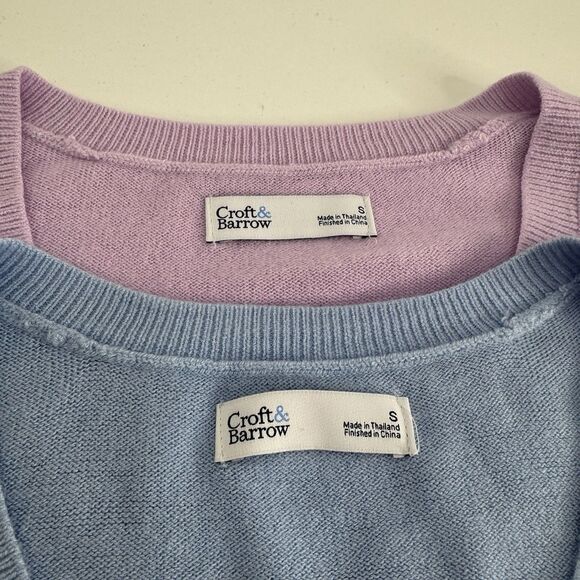 2 Croft & Barrow The Extra Soft V Neck Sweater Long Sleeves Prple Blue Womens S - Picture 2 of 4